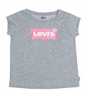 Levi's  Tshirt à manches courte gris logo rose bébé filles