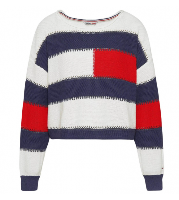 Tommy Hilfiger  Pull tricolore à col rond