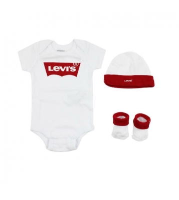 Levi's  Coffret body/bonnet/chaussettes blanc/rouge