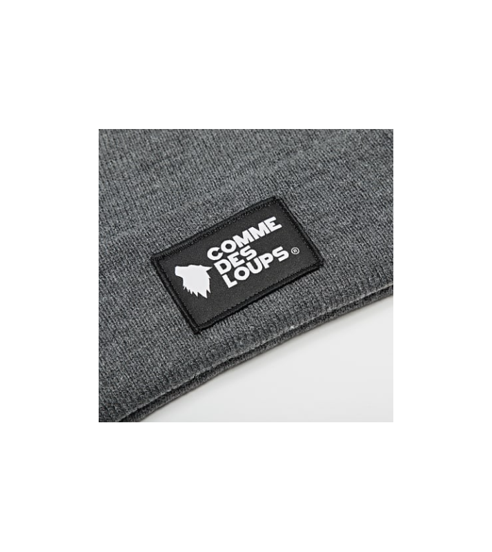 COMME DES LOUPS  Bonnet gris anthracite logo blanc