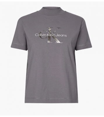 Calvin klein  Tshirt Slim avec logo métallisé gris
