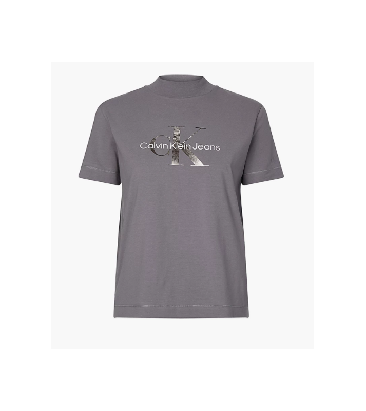 Calvin klein  Tshirt Slim avec logo métallisé gris