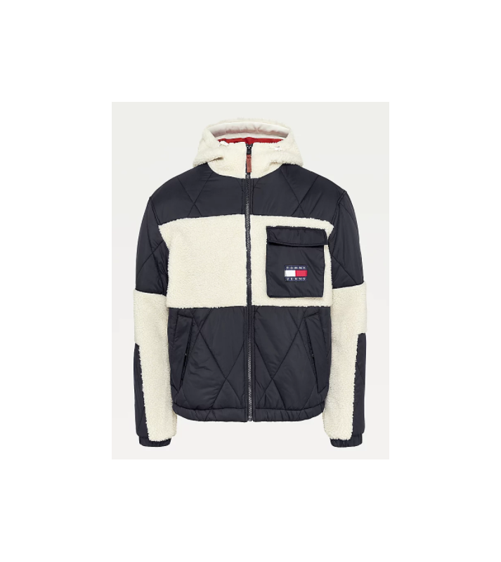 Tommy Hilfiger  Veste en Sherpa bi-matière à badge noire