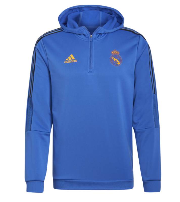 Adidas  Pull à capuche 1/4 Zip Real Madrid bleu