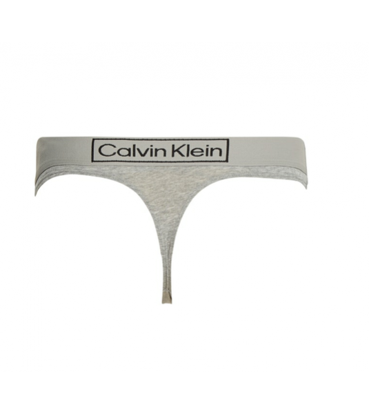 Calvin klein  String en coton gris logo noir