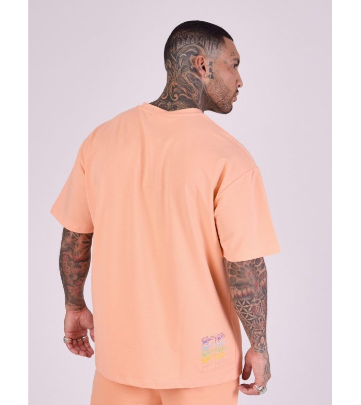 Project X  Tshirt oversize logos arc en ciel orange