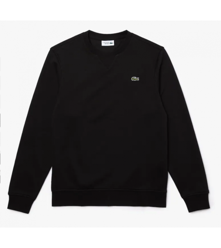 Lacoste  Pull à col rond en molleton de coton mélangé uni noir