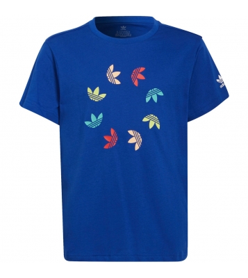 Adidas  Tshirt bleu logo multicolore