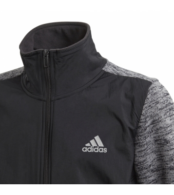 Adidas  veste de jogging bimatière grise et noir