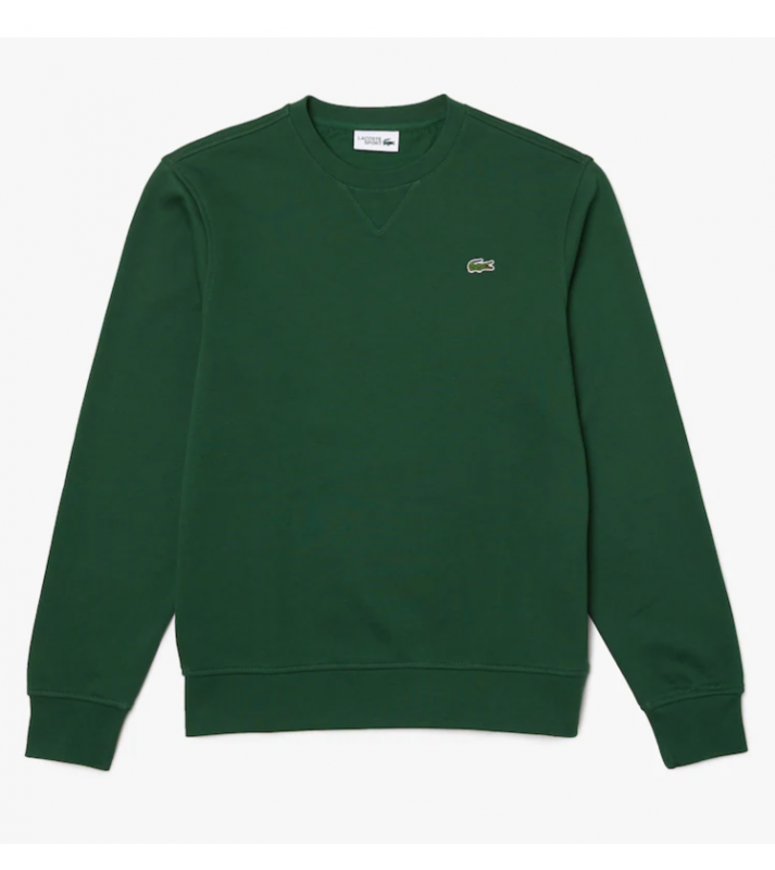 Lacoste  Pull en molleton de coton mélangé uni vert