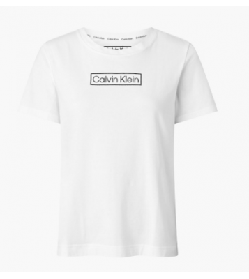 Calvin klein  Tshirt à col rond blanc logo noir