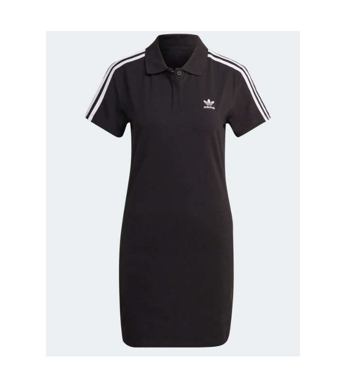 Adidas  Robe polo Adicolor noire à bandes blanches