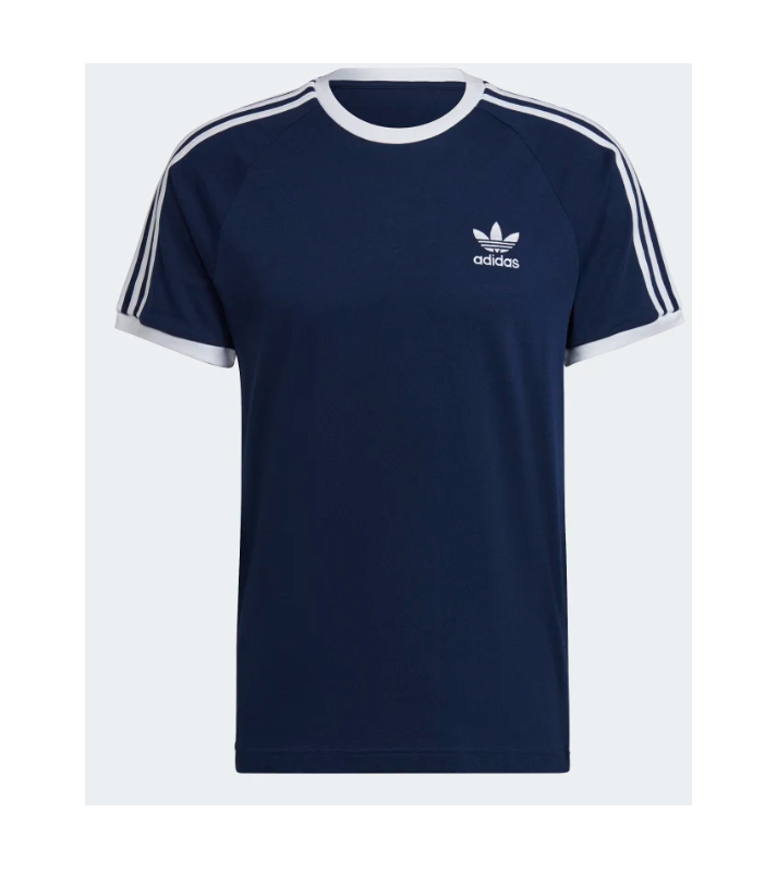 Adidas  Tshirt à col rond marine 3 bandes blanches