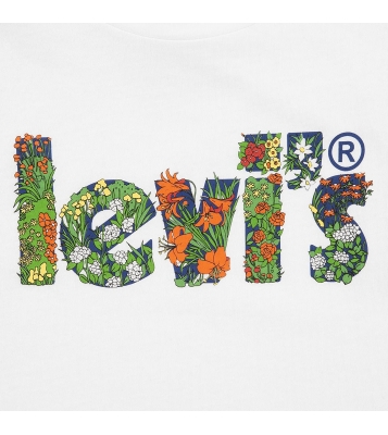 Levi's  Tshirt à col rond blanc logo à fleurs