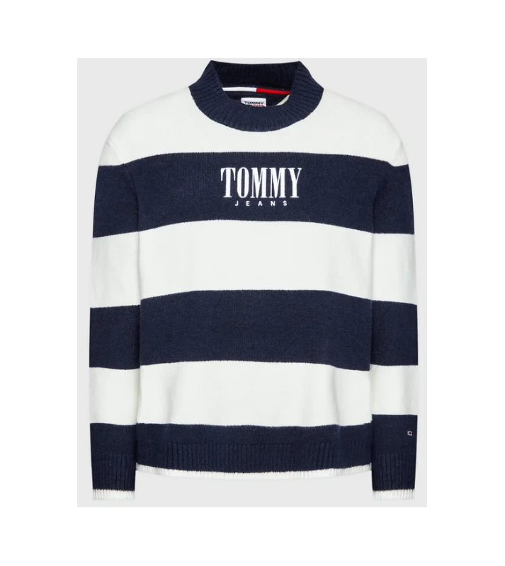 Tommy Hilfiger  Pull Serif Stripe relaxed fit blanc/marine
