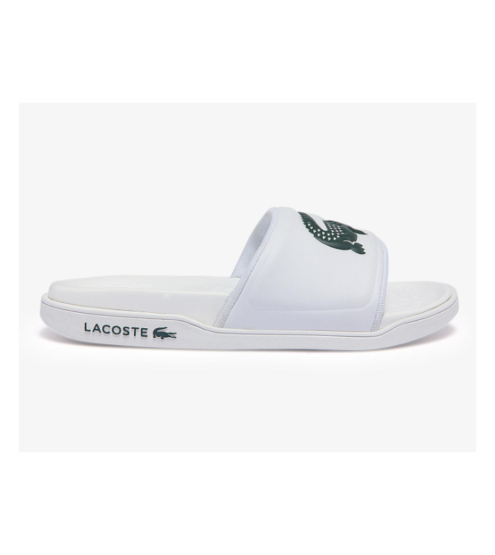 Lacoste  Claquettes blanche logo croco vert