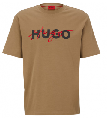 HUGO  Tshirt en jersey de coton avec double logo imprimé
