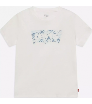 Levi's  Tshirt à col rond blanc logo fleurs bleu