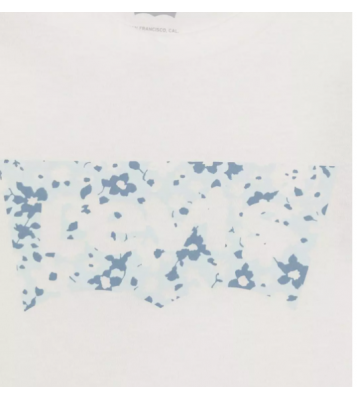 Levi's  Tshirt à col rond blanc logo fleurs bleu