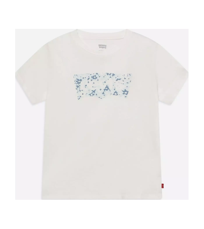 Levi's  Tshirt à col rond blanc logo fleurs bleu 6/8 ans