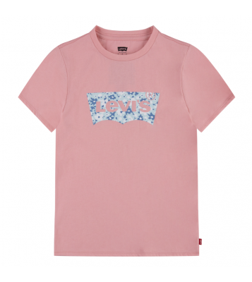 Levi's  Tshirt à col rond rose logo fleurs bleu 6/8 ans