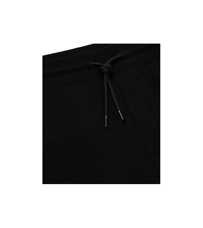 HUGO  Short en molleton de coton avec badge logo ton sur ton noir