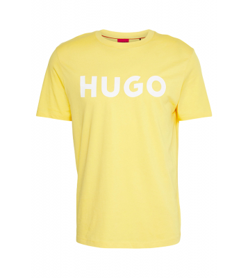 HUGO  Tshirt à col rond jaune logo blanc