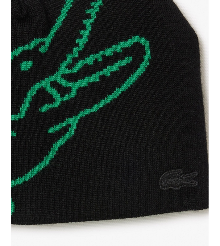 Lacoste  Bonnet en laine jacquard crocodile