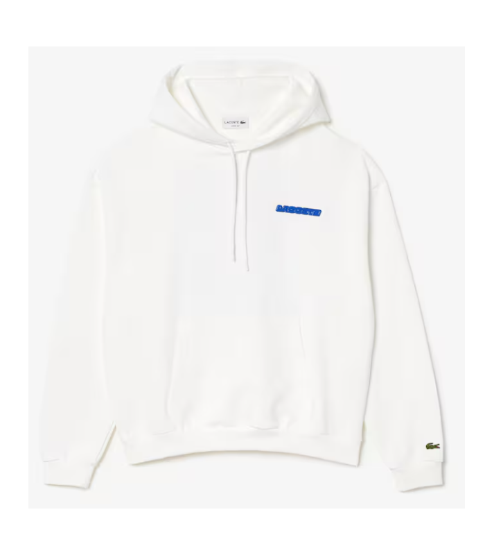 Lacoste  Sweat à capuche loose fit imprimé blanc