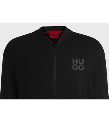 HUGO  Cardigan zippé en coton avec logo revisité