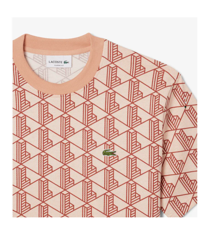 Lacoste  T-shirt à col rond monogramme en coton