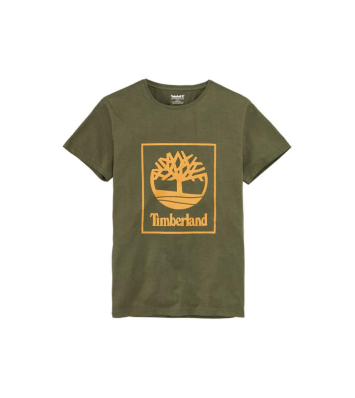 Timberland  Tshirt kaki big logo jaune