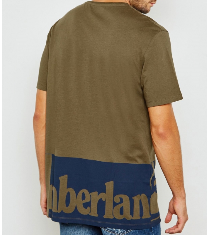 Timberland  Tshirt kaki logo marine