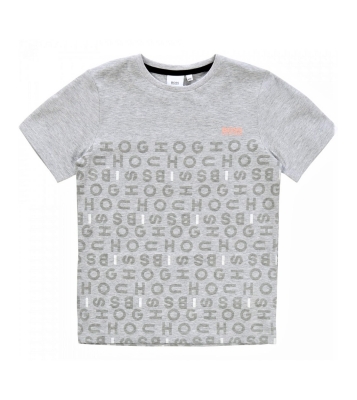 BOSS  Tshirt gris en coton imprimée gris foncé