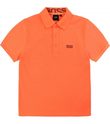 BOSS  Polo orange coton piqué logo noir
