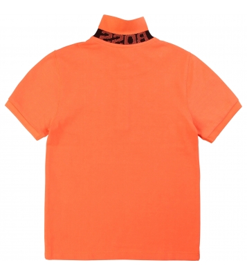 BOSS  Polo orange coton piqué logo noir