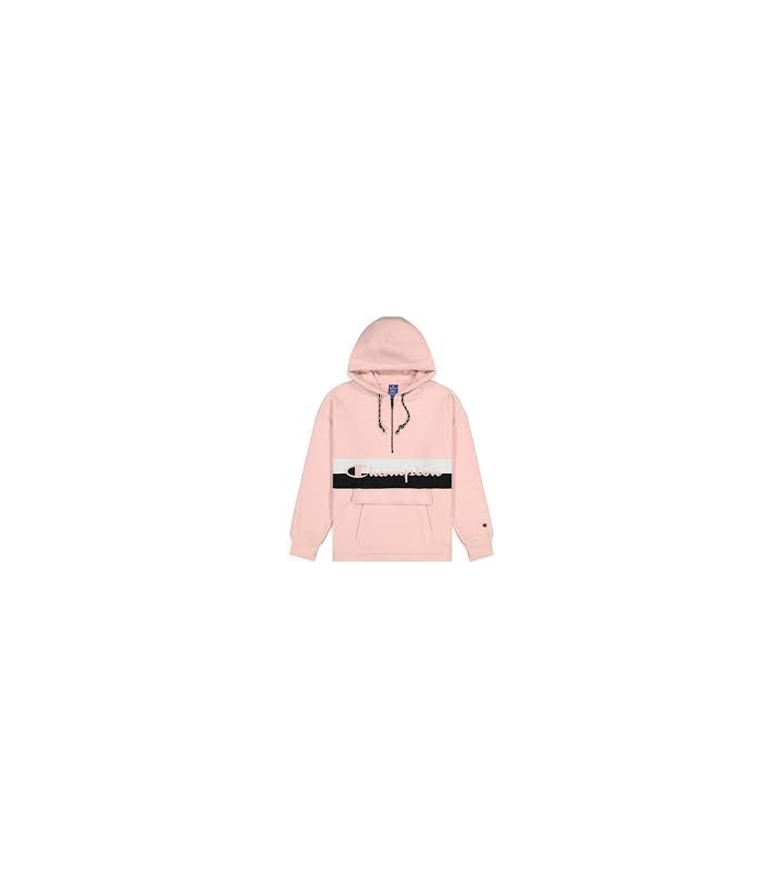 Champion  Sweat à capuche rose 1/4 zip logo bicolore avec poche centrale