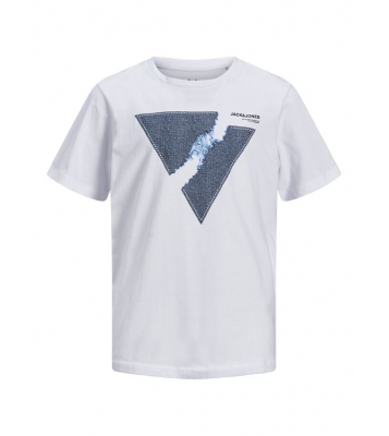Jack & Jones  Tshirt blanc logo bleu en coton
