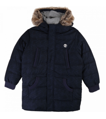 Timberland  Manteau bleu avec capuche fourrure amovible 4 poches extérieur
