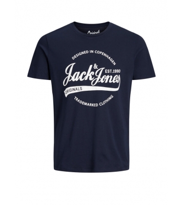 Jack & Jones  Tshirt marine logo blanc