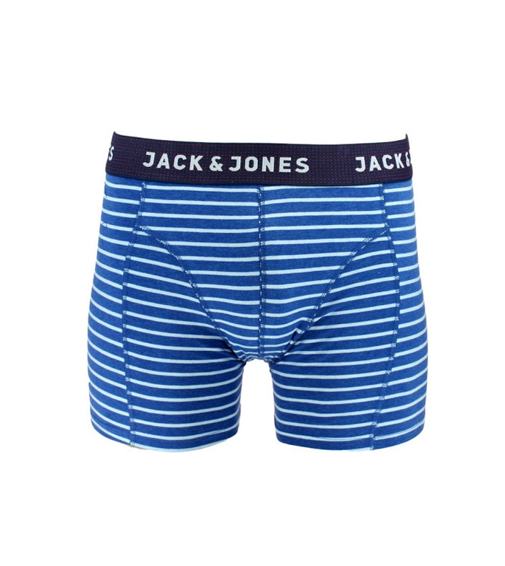 Jack & Jones  Boxer long bleu à rayures blanches en coton stretch