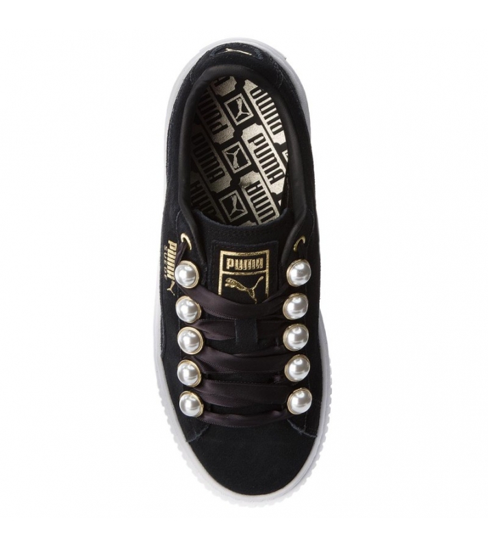 Puma  Basket Suede plateforme perle noir