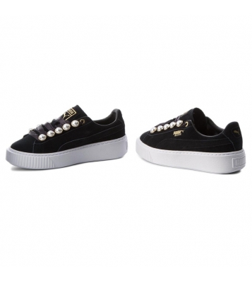 Puma  Basket Suede plateforme perle noir