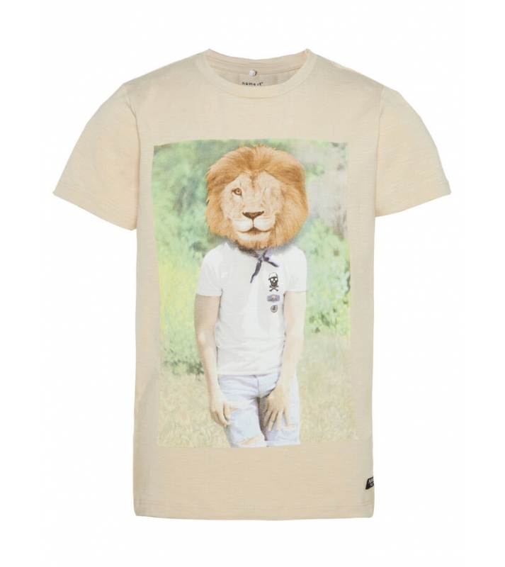 Name-it  Tshirt beige tête de lion en coton bio