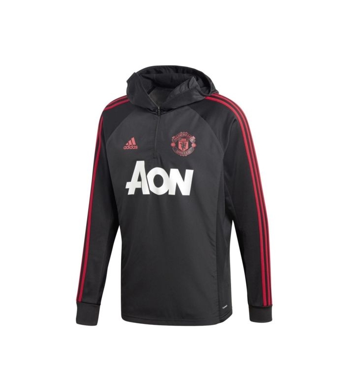 Adidas  Veste training 1/4 zip Manchester United noir et rouge