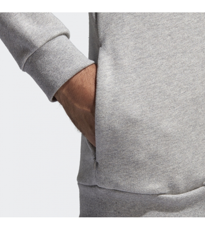 Adidas  Sweat à capuche gris logo blanc