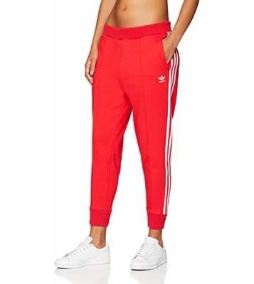 Adidas  Pantalon de jogging rouge a bandes et logo blanc