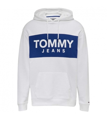 Tommy Hilfiger  Sweat à capuche TJM Bold blanc big logo bleu