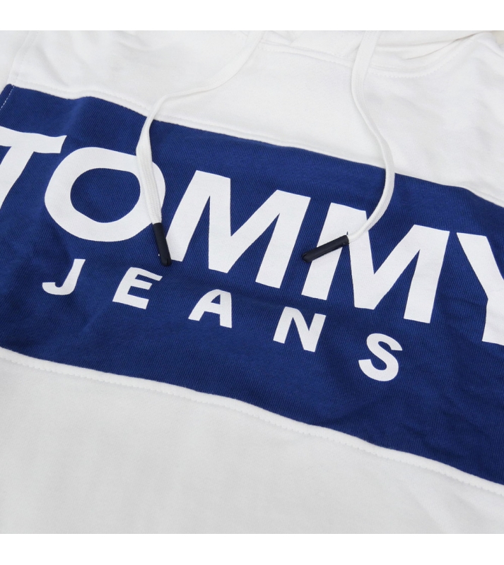 Tommy Hilfiger  Sweat à capuche TJM Bold blanc big logo bleu