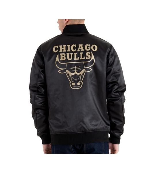New era  Bomber à zip Chicago Bull noir et or